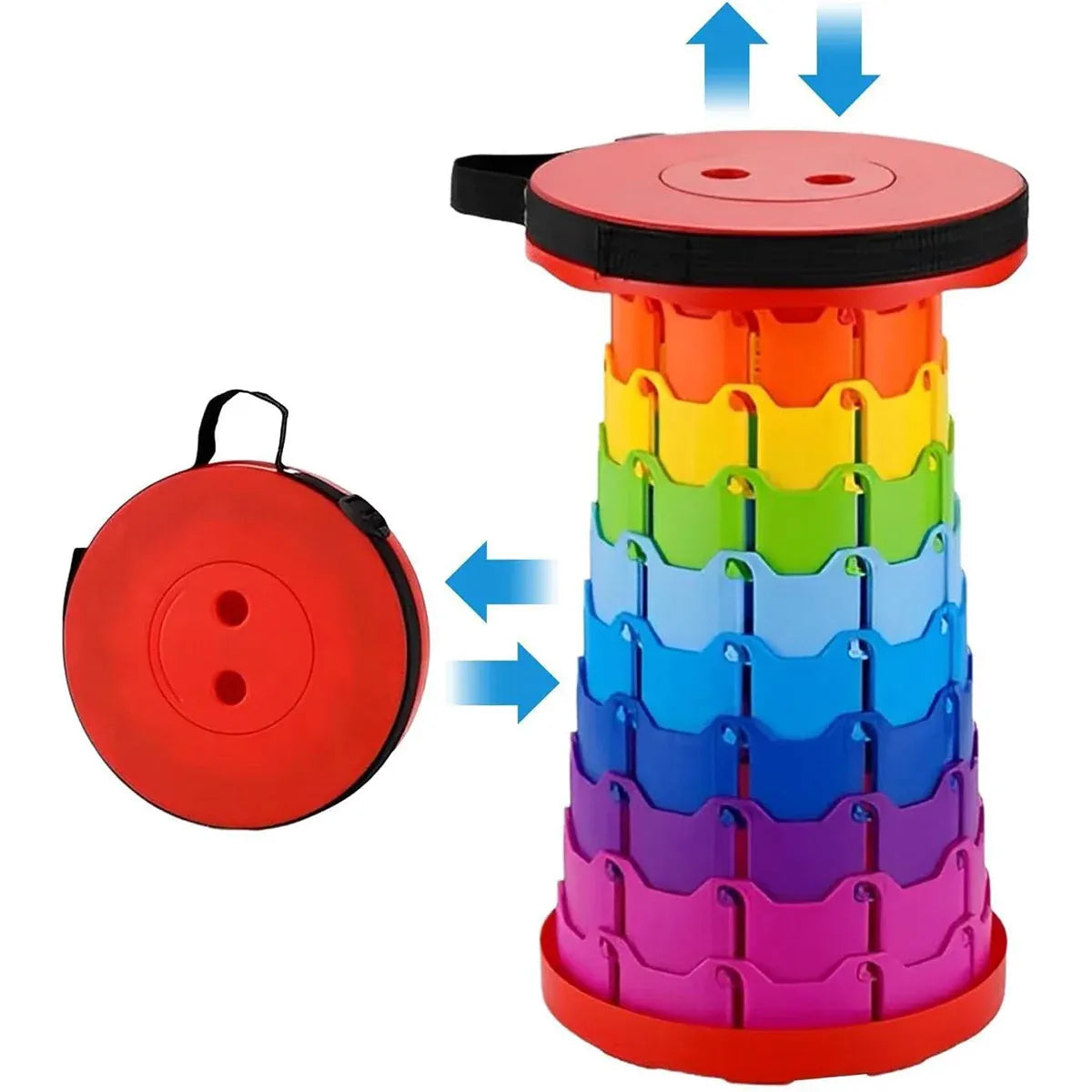Rainbow Telescopic Folding Stool Thickened Travel Outdoor Seat for Camping - Orange
