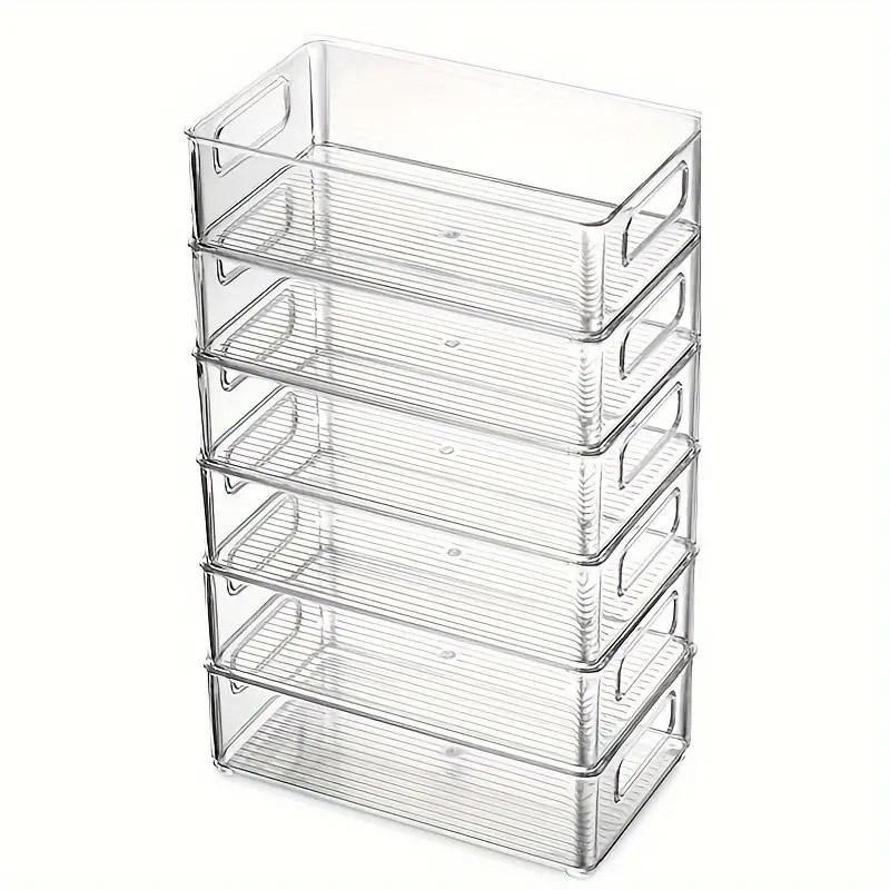 6pcs Transparent Fridge Organizer Storage Box for Kitchen and Food Organization
