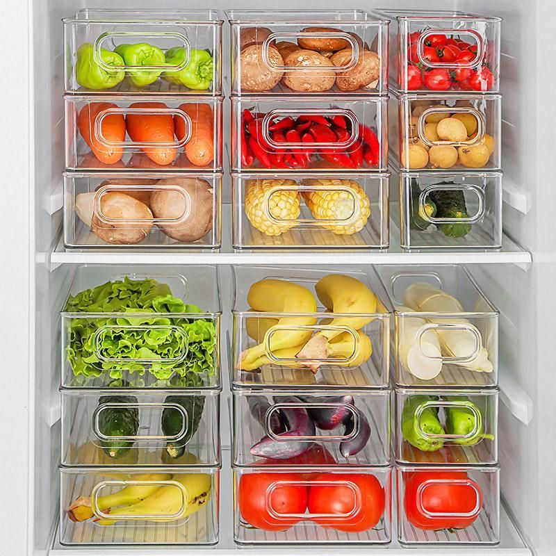 6pcs Transparent Fridge Organizer Storage Box for Kitchen and Food Organization