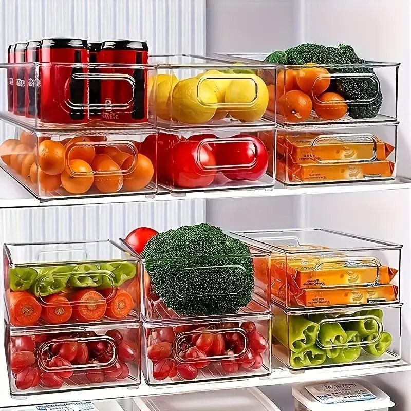 6pcs Transparent Fridge Organizer Storage Box for Kitchen and Food Organization