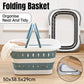 Large Folding Laundry Basket Plastic Dirty Clothes Hamper Blue Bathroom Storage - Blue