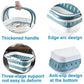 Large Folding Laundry Basket Plastic Dirty Clothes Hamper Blue Bathroom Storage - Blue