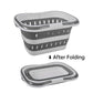 Large Folding Laundry Basket Plastic Dirty Clothes Hamper Blue Bathroom Storage - Blue