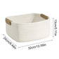 1-Piece White Cotton Rope Storage Basket with Handles