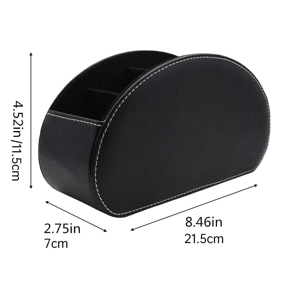 PU Leather Desktop Organiser Remote Control Office Cosmetic Storage Box Holder