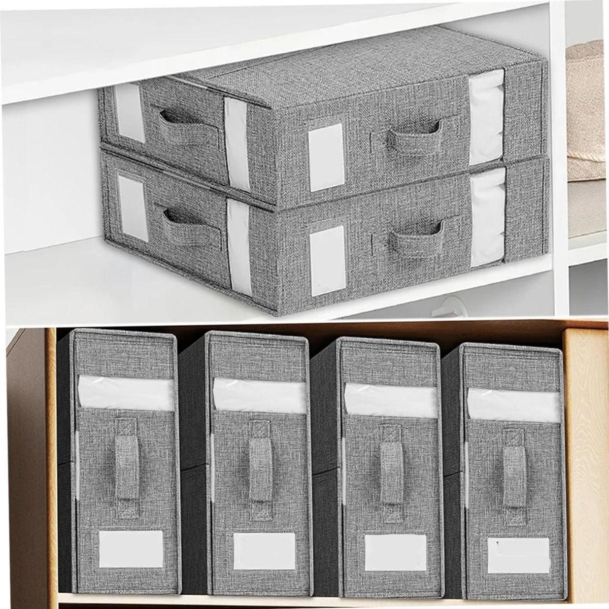 Fabric Storage Box Set Bedding Organizer Closet Blanket Quilt Storage Containers - Grey