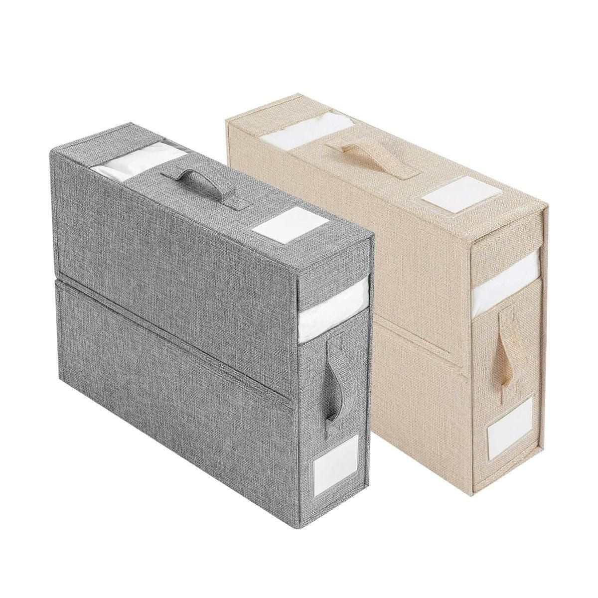 Fabric Storage Box Set Bedding Organizer Closet Blanket Quilt Storage Containers - Grey