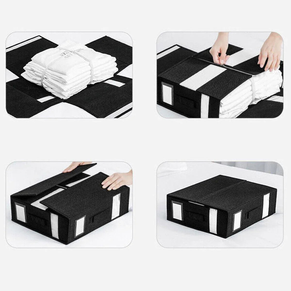 Fabric Storage Box Set Bedding Organizer Closet Blanket Quilt Storage Containers - White