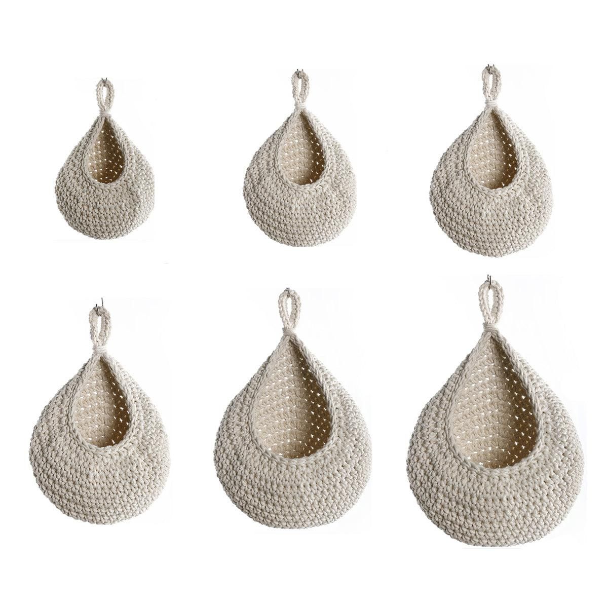 Cotton Rope Woven Storage Basket Wall Mount Fruit Vegetable Organizer Container - Max