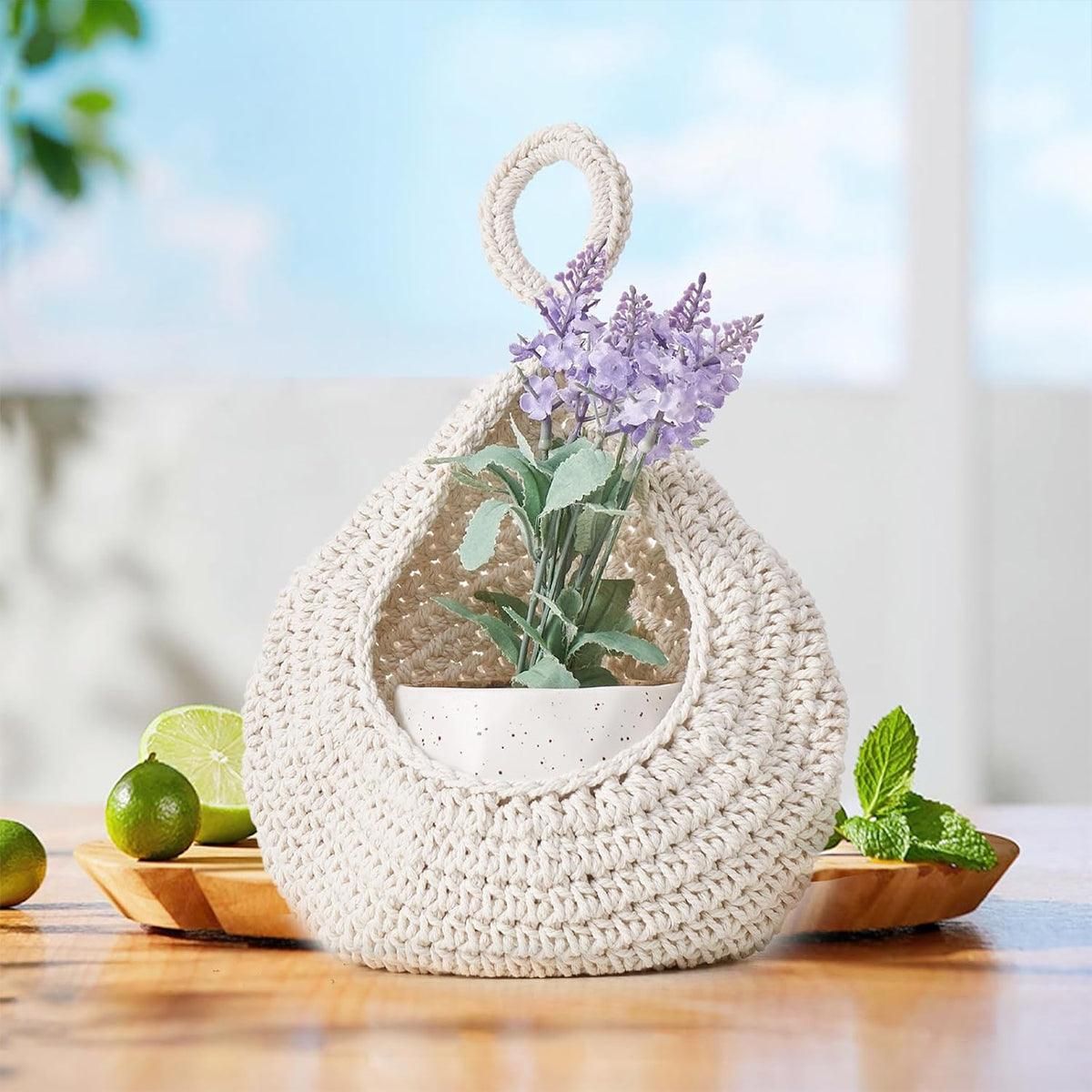 Cotton Rope Woven Storage Basket Wall Mount Fruit Vegetable Organizer Container - Max