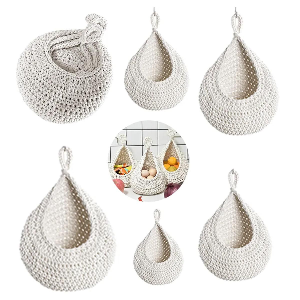 Cotton Rope Woven Storage Basket Wall Mount Fruit Vegetable Organizer Container - Max