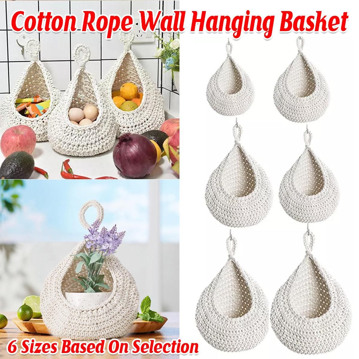 Cotton Rope Woven Storage Basket Wall Mount Fruit Vegetable Organizer Container - Max