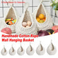 Cotton Rope Woven Storage Basket Wall Mount Fruit Vegetable Organizer Container - Mini
