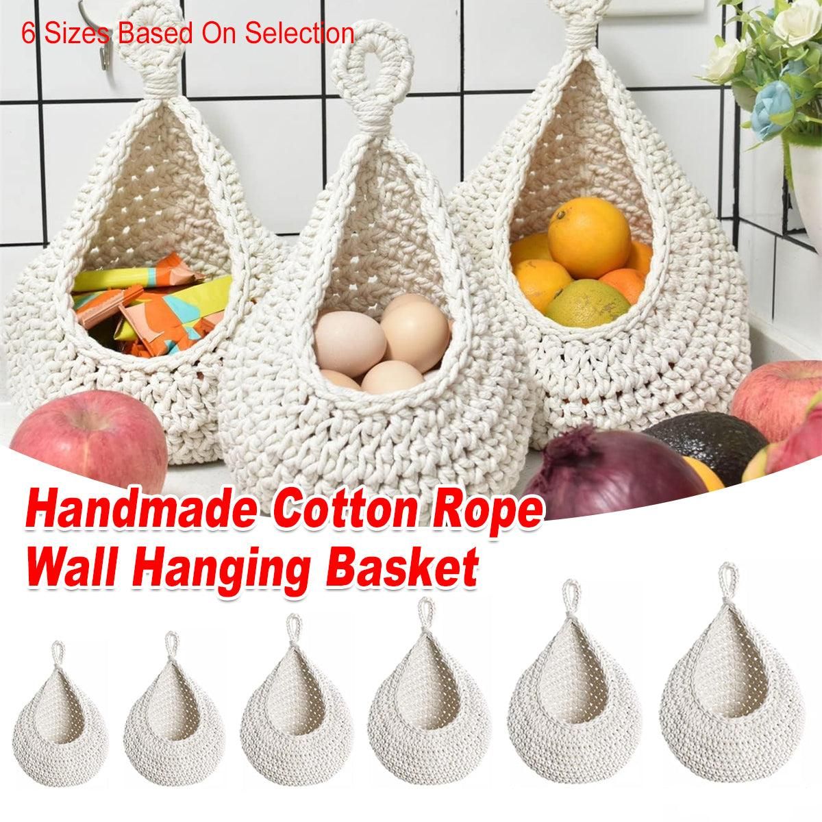 Cotton Rope Woven Storage Basket Wall Mount Fruit Vegetable Organizer Container - Mini