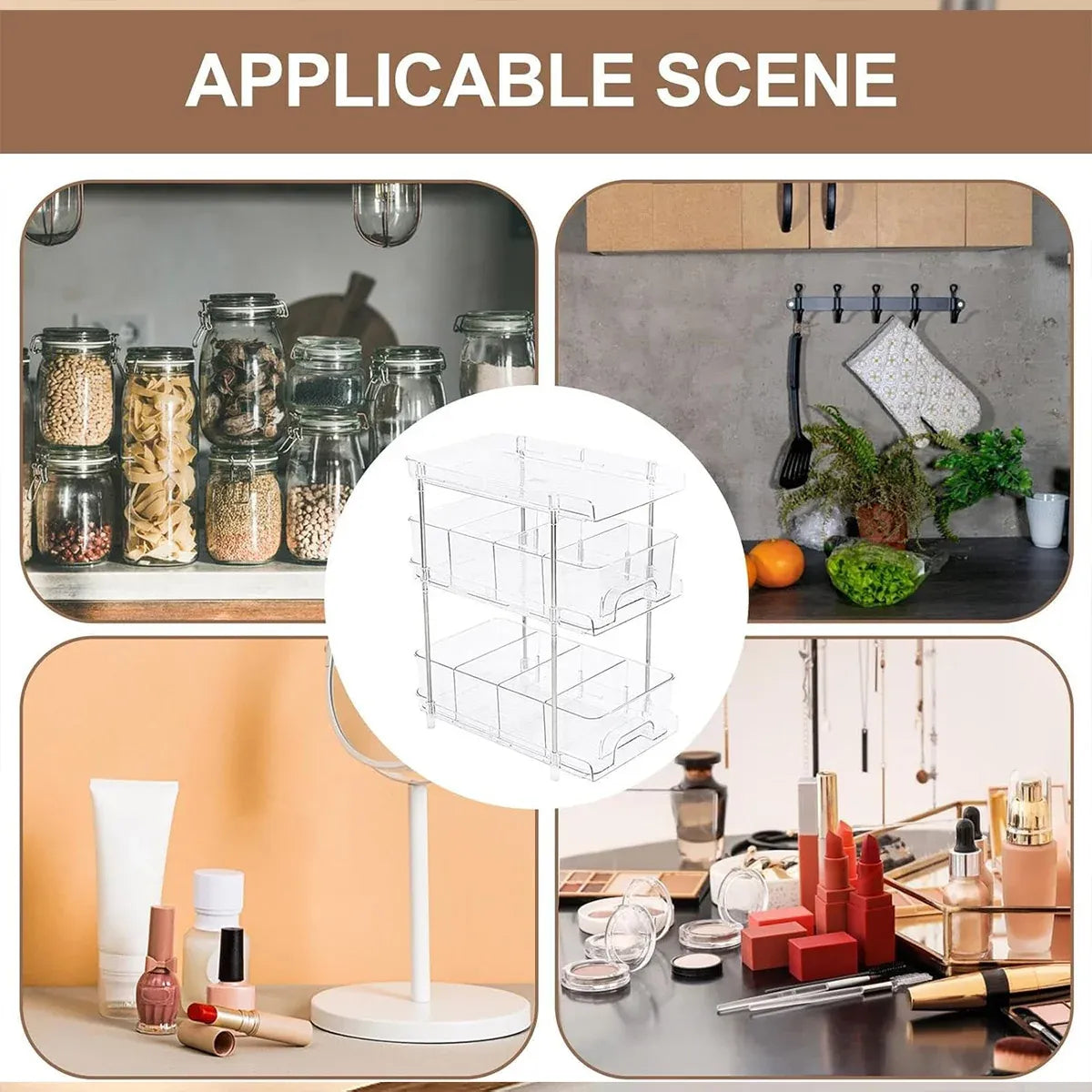 3 Layer Transparent Storage Rack Multi Functional Organiser Shelf Clear for Home