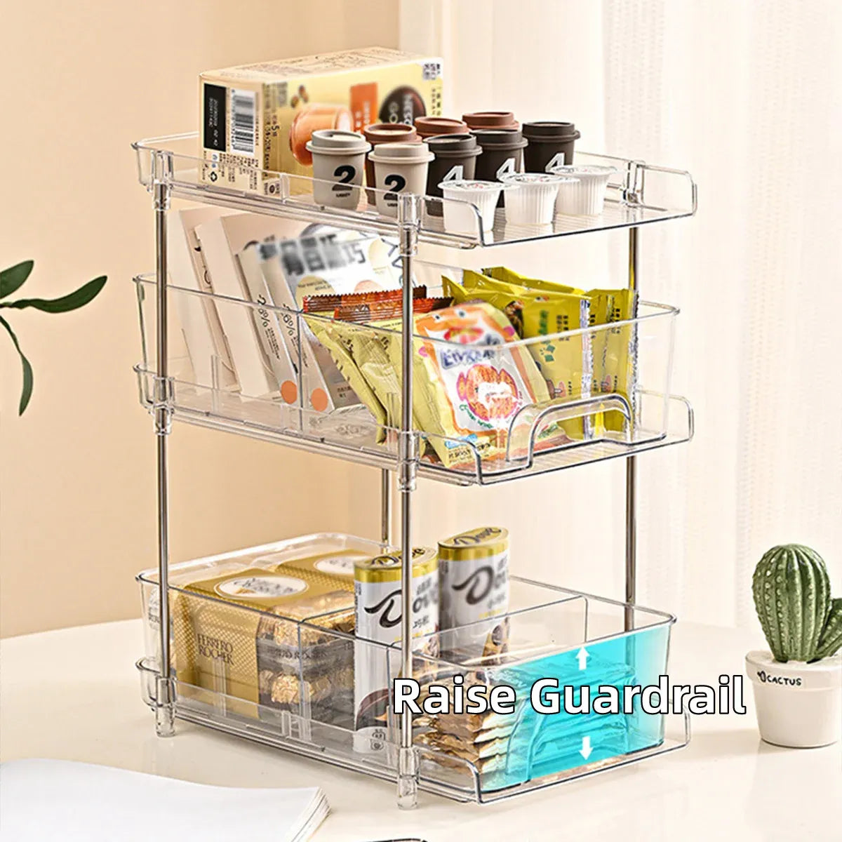 3 Layer Transparent Storage Rack Multi Functional Organiser Shelf Clear for Home