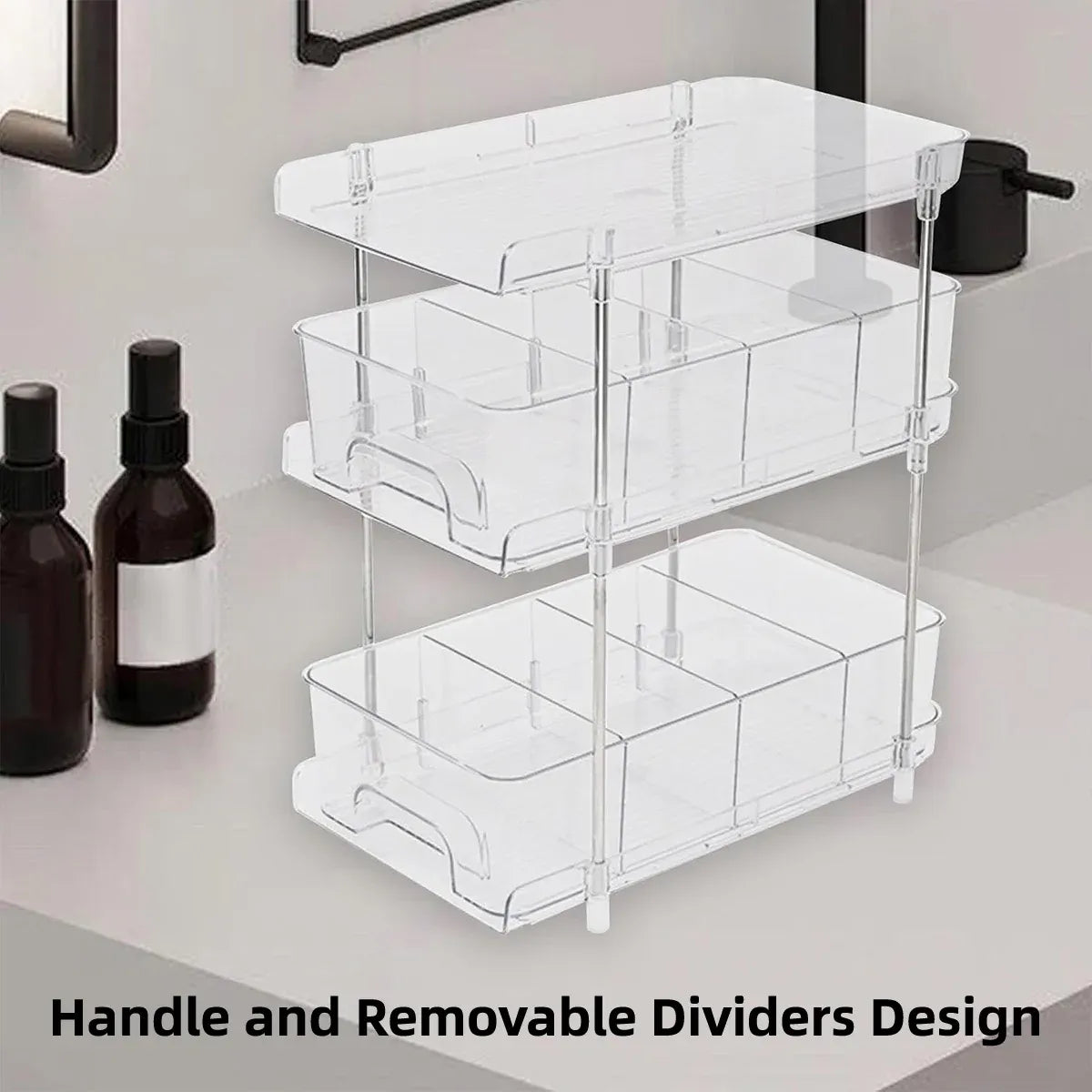 3 Layer Transparent Storage Rack Multi Functional Organiser Shelf Clear for Home