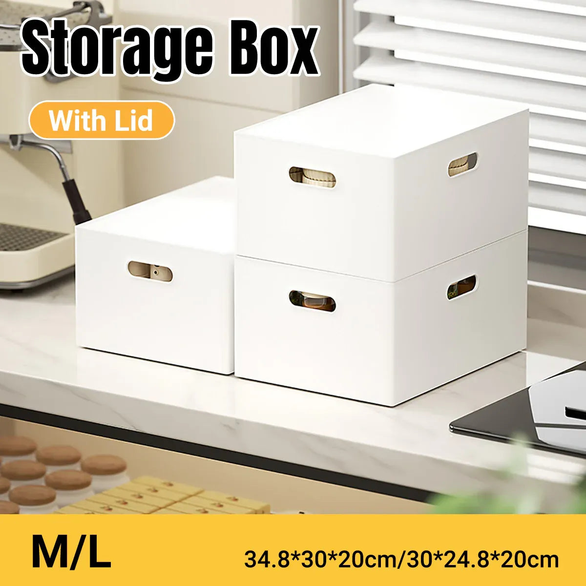 Portable Storage Box White M/L with Lid - M