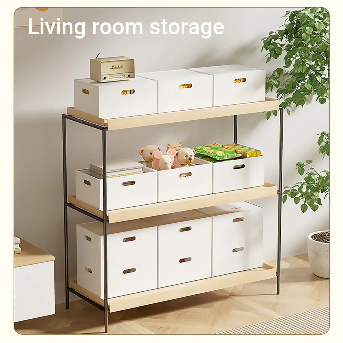 Portable Storage Box White M/L with Lid - M