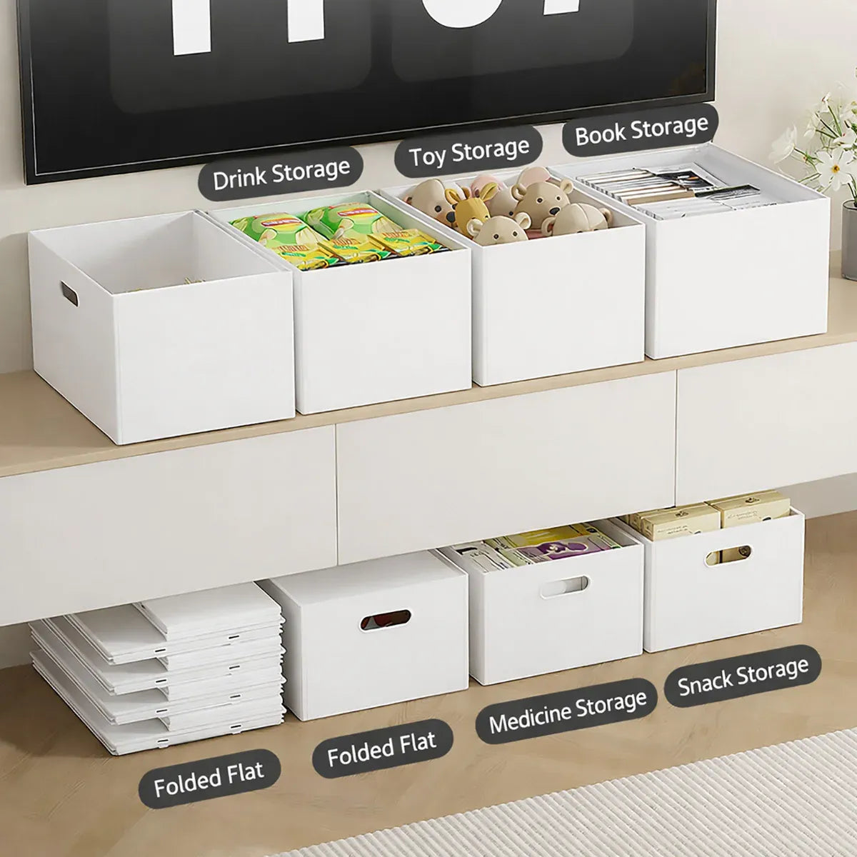 Portable Storage Box White M/L with Lid - M