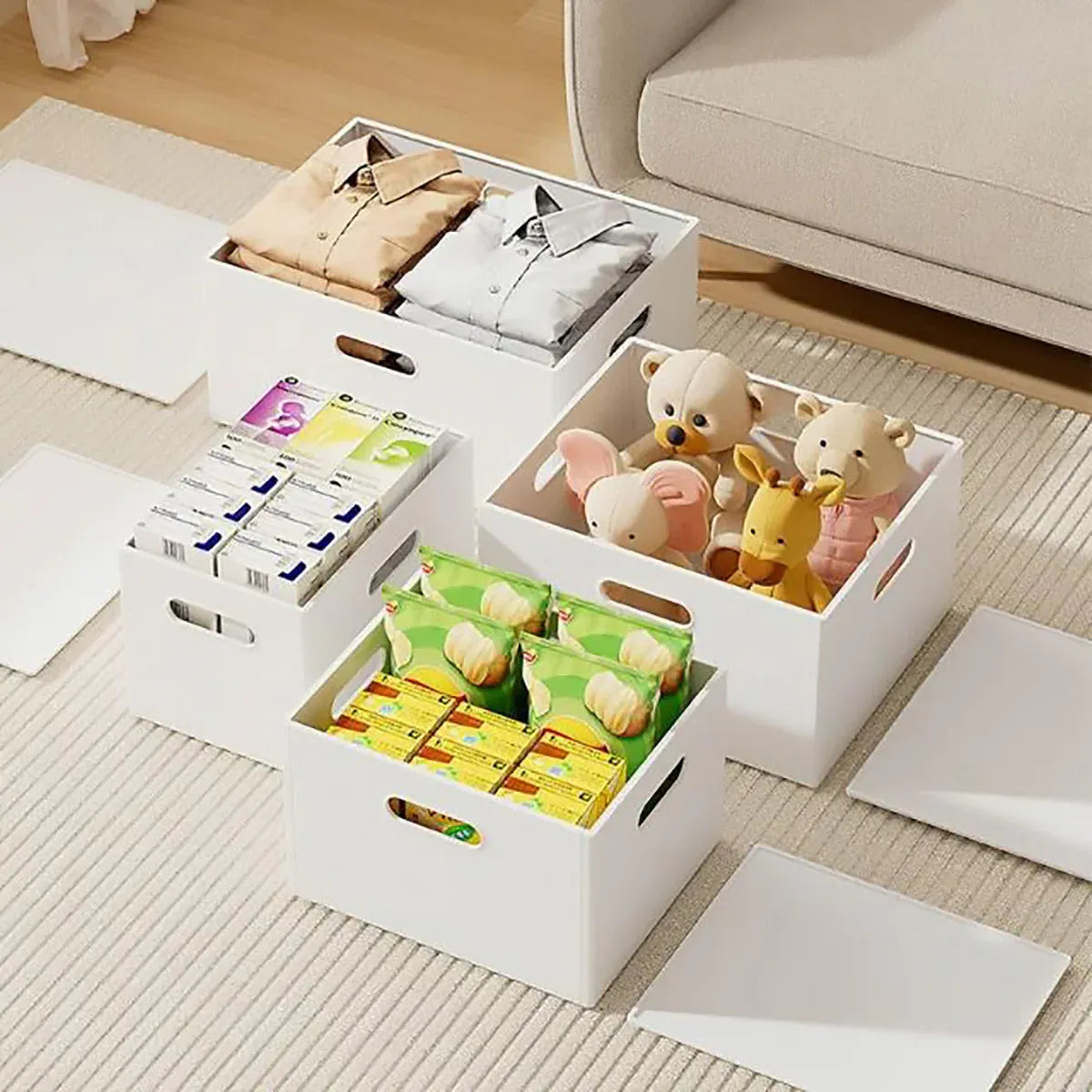 Portable Storage Box White M/L with Lid - M