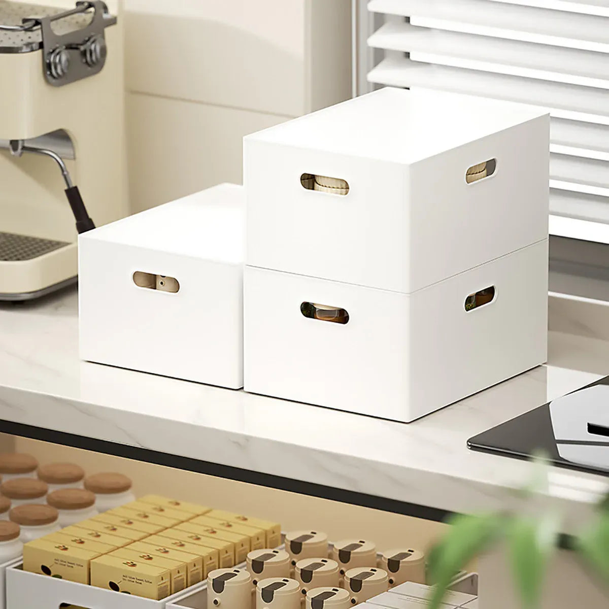 Portable Storage Box White M/L with Lid - M