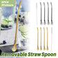 5pcs Stainless Steel Straw Spoon Removable Filter Reusable Tea Juice Stirrer - Gold