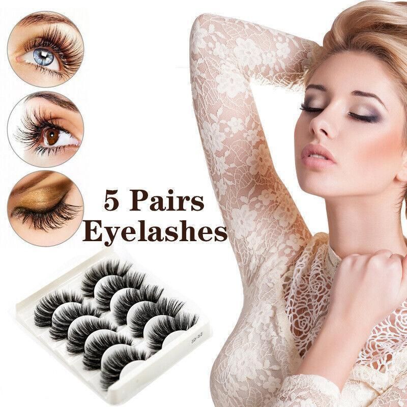 5 Pairs 3D Thick Mink Fake False Eyelashes Natural Long Wispy Makeup Lashes Au - 3D-51