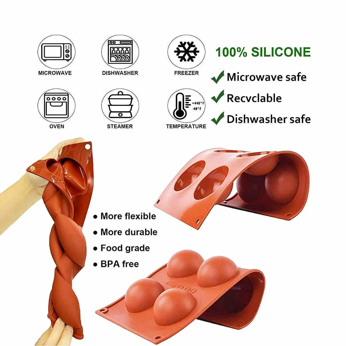 Soap Mold Cake Mould Kitchen Accessories Kitchenware Silicone Gel Baking Tools - 6 semicircle