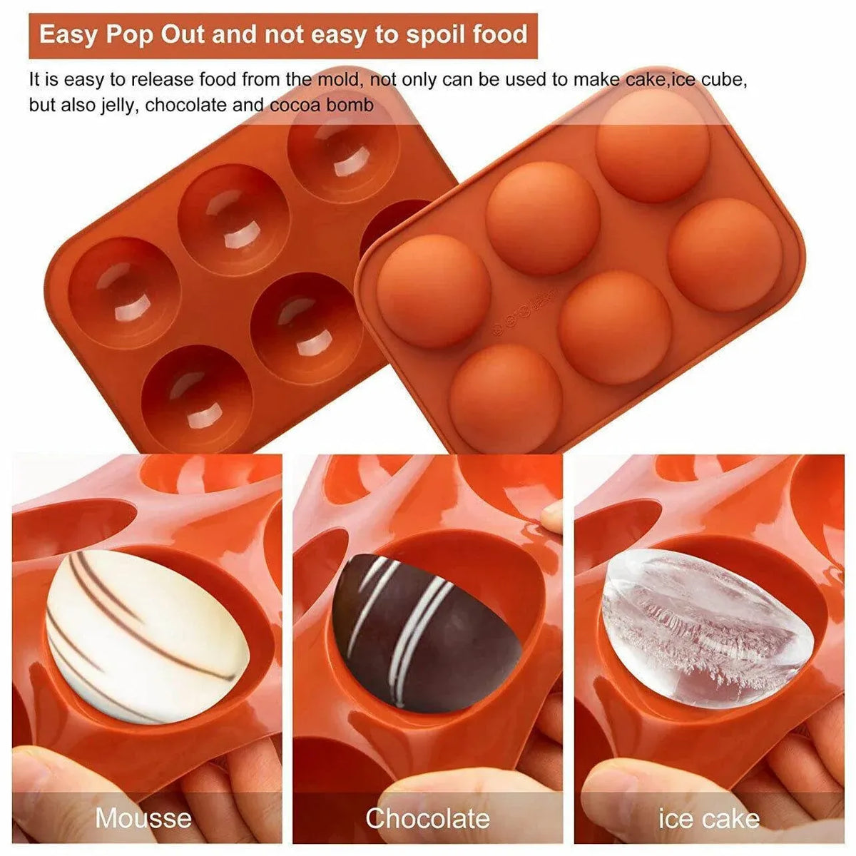 Soap Mold Cake Mould Kitchen Accessories Kitchenware Silicone Gel Baking Tools - 6 semicircle