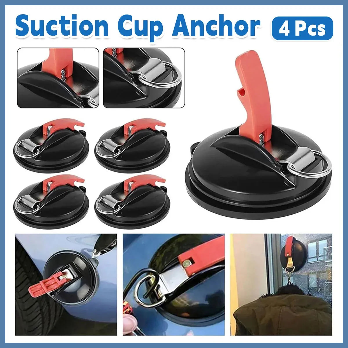 Suction Cup Anchor Holder 4pcs Multifunctional Wall Mount Household Vacuum Hooks