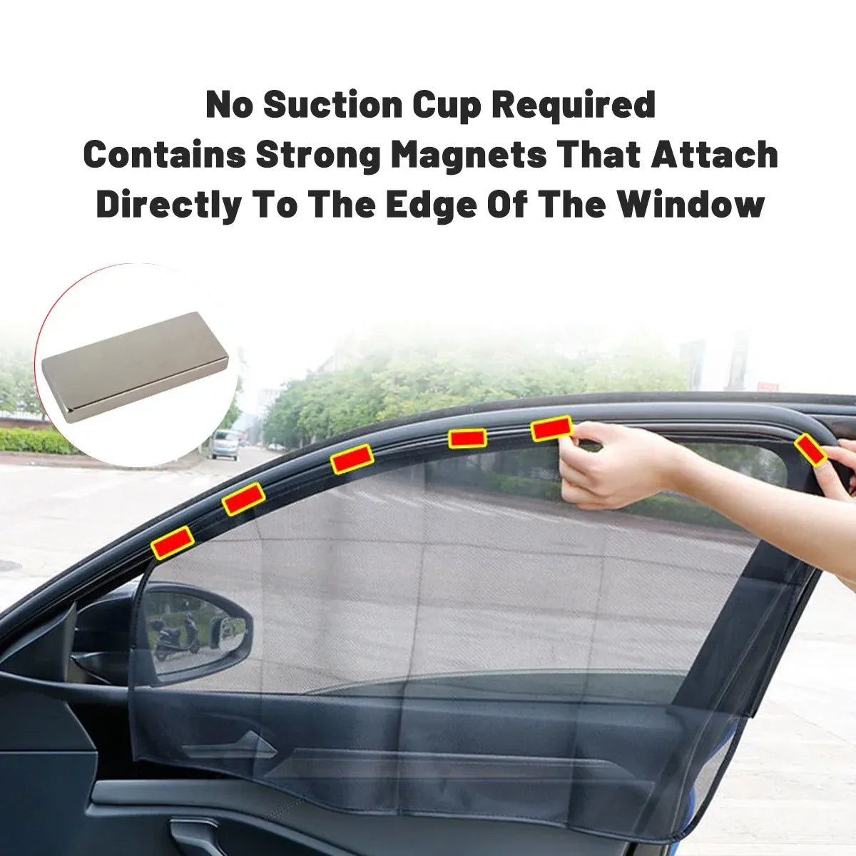 Car Sun Shade with Built-in Metal Attachment for Side Window UV Protection