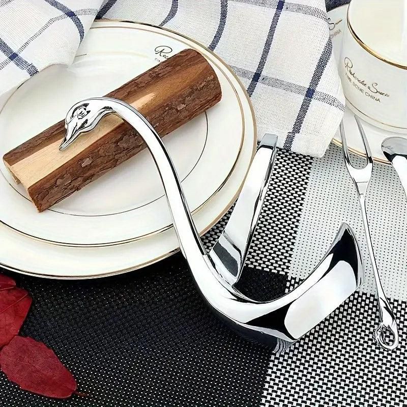 2pcs Stainless Steel Fruit Fork Coffee Spoon Set with Swan Base for Desserts