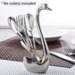 2pcs Stainless Steel Fruit Fork Coffee Spoon Set with Swan Base for Desserts
