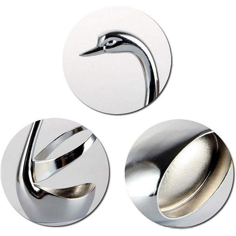 2pcs Stainless Steel Fruit Fork Coffee Spoon Set with Swan Base for Desserts