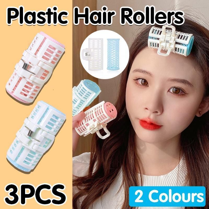 3PCS Plastic Long Hair Curler Roller Self Grip Bangs Hair Curling Styling Tools - Blue-3PCS