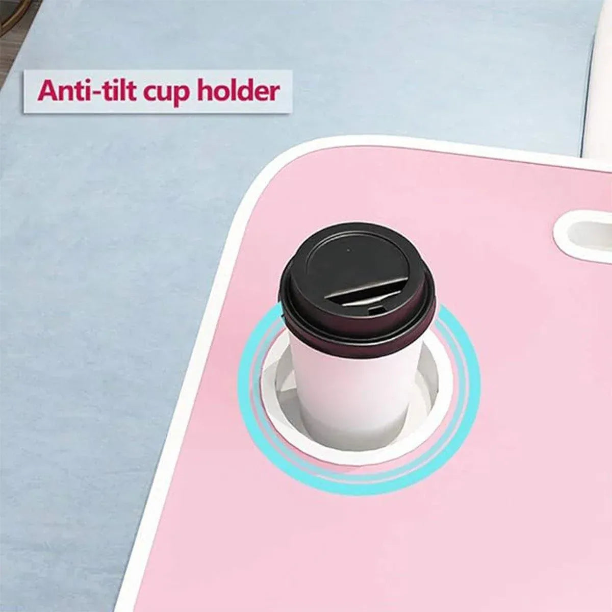 Laptop Bed Table Foldable Lap Standing Desk with Cup Slot for Indoor Picnic Tray - White