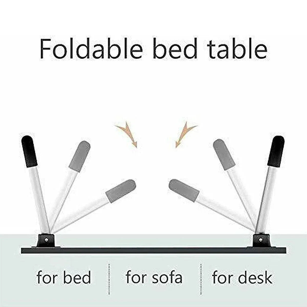 Laptop Bed Table Foldable Lap Standing Desk with Cup Slot for Indoor Picnic Tray - White