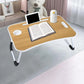Laptop Bed Table Foldable Lap Standing Desk with Cup Slot for Indoor Picnic Tray - White
