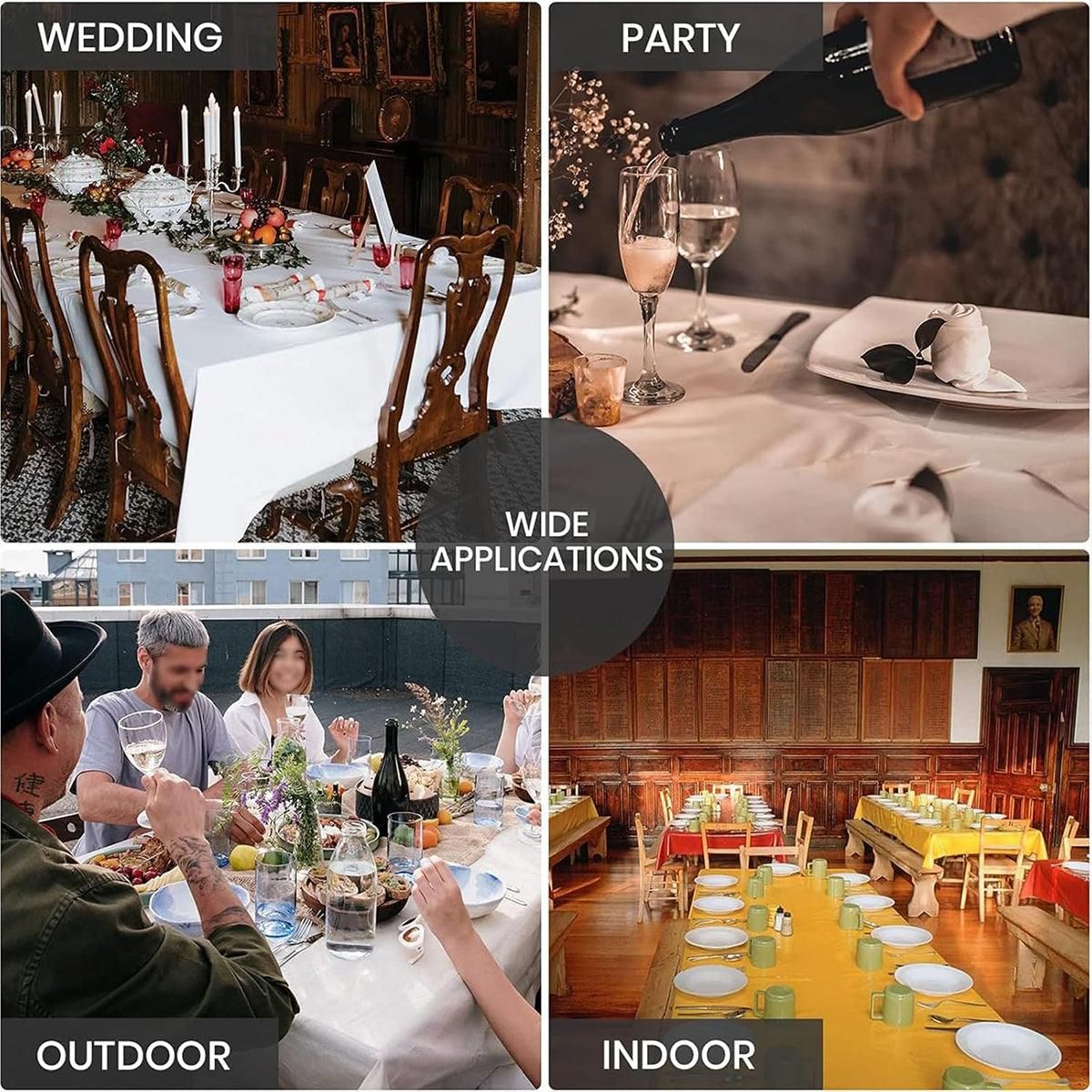 10pcs Round Tablecloth Solid Color Waterproof PEVA Table Cover 213cm Diameter - Black
