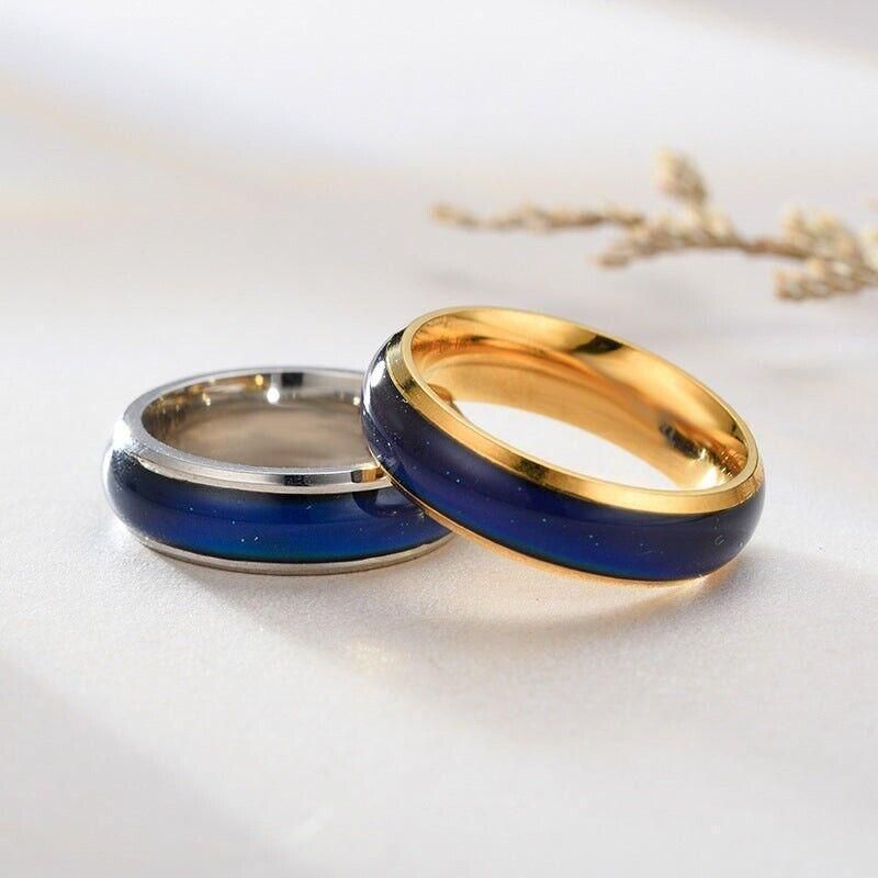 Mood Colour Changing Ring Temperature Sensitive Stainless Steel US Size 8 - Gold