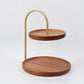 Two Layer Wooden Candy Tray Dessert Display Plate Stand Kitchen Storage Organizer - Dark Brown