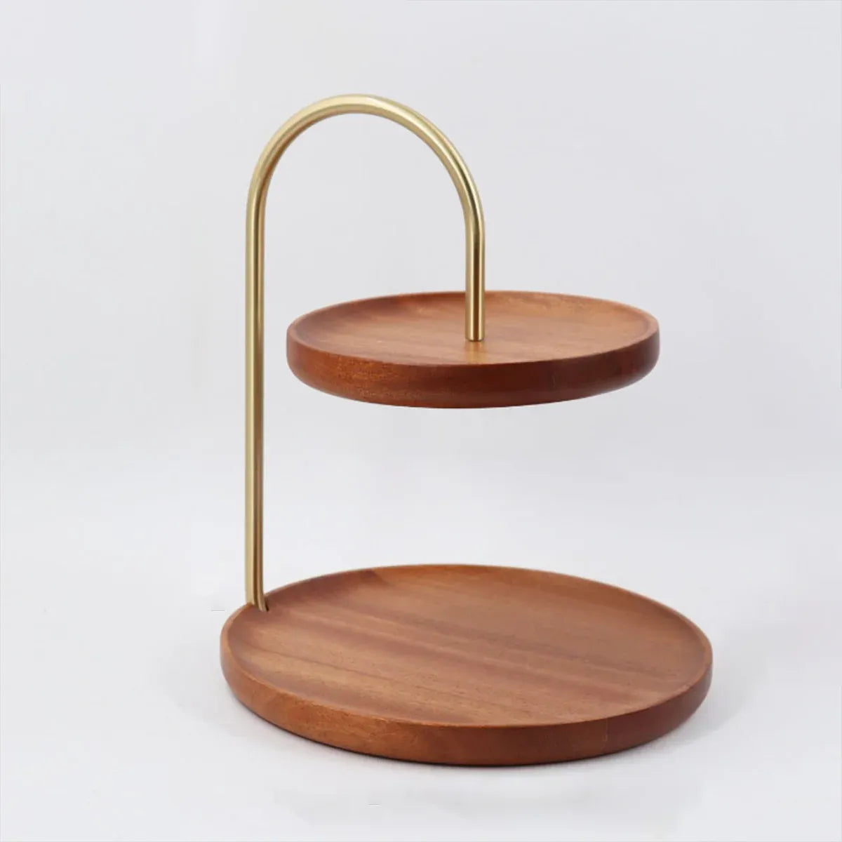 Two Layer Wooden Candy Tray Dessert Display Plate Stand Kitchen Storage Organizer - Dark Brown
