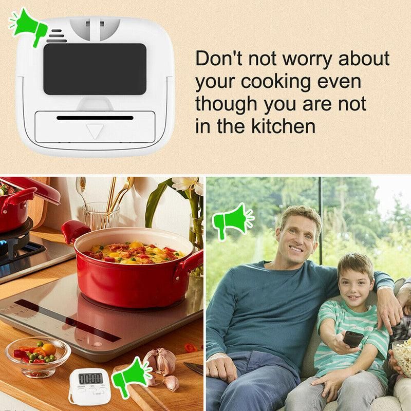 Digital Kitchen Timer 99 Minute Countdown Clock With LCD Display and Metal Mount - White