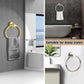 Bathroom Towel Rack Wall Mounted Towel Ring Black Toilet Paper Holder Shelf - Silver