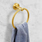 Bathroom Towel Rack Wall Mounted Towel Ring Black Toilet Paper Holder Shelf - Silver