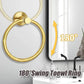 Bathroom Towel Rack Wall Mounted Towel Ring Black Toilet Paper Holder Shelf - Silver