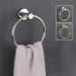 Bathroom Towel Rack Wall Mounted Towel Ring Black Toilet Paper Holder Shelf - Silver