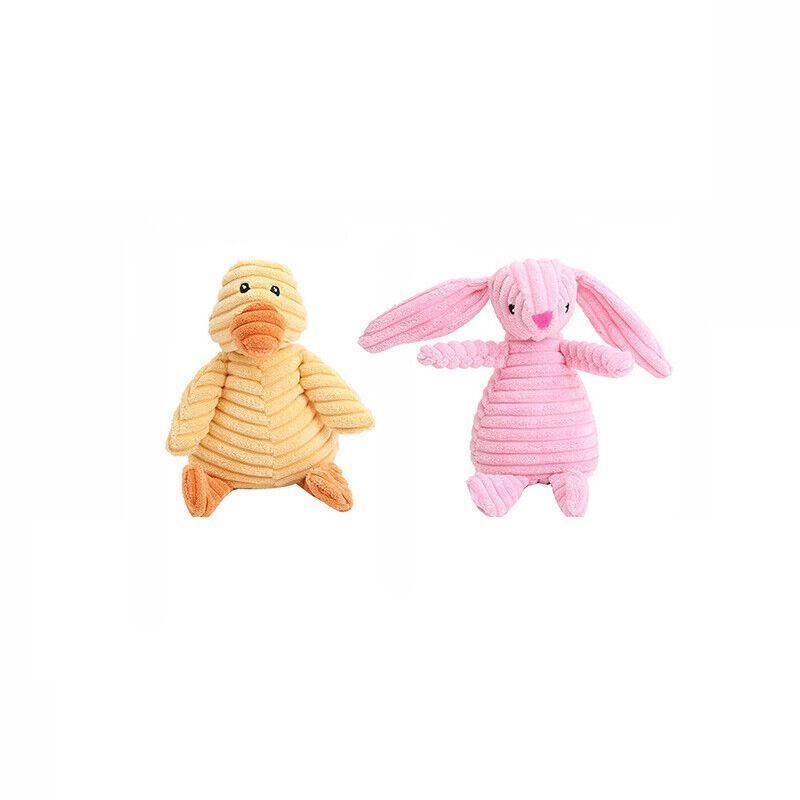 Squeaky Dog Toy Plush Chew Rope Pet Puppy Toys with Squeaker Crinkle for Teething - Light Blue Goose