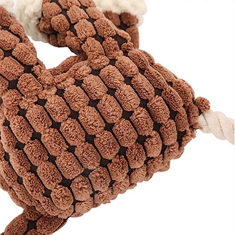 Squeaky Dog Toy Plush Chew Rope Pet Puppy Toys with Squeaker Crinkle for Teething - Light Blue Goose